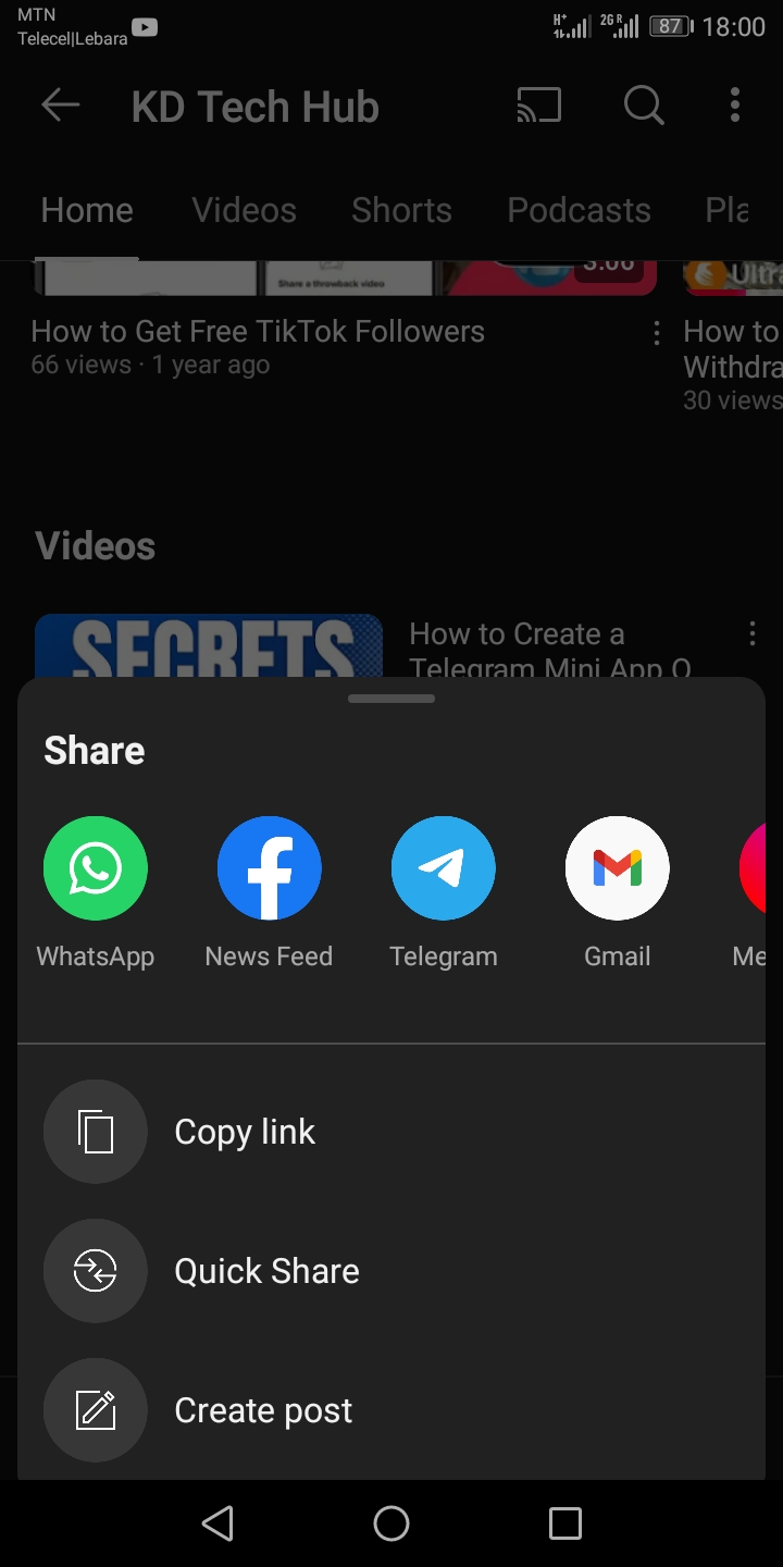Copying YouTube URL