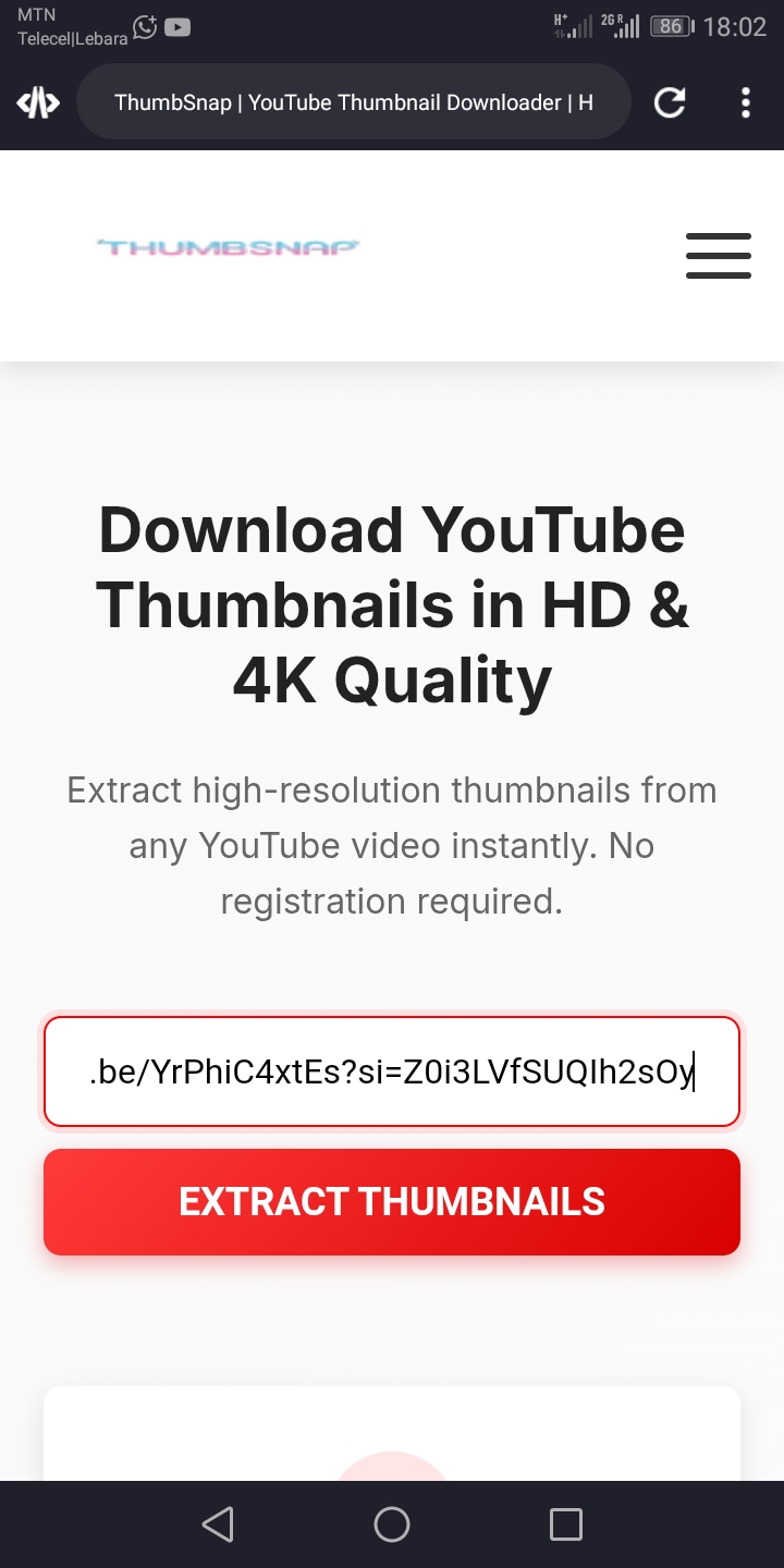 Pasting URL in ThumbSnap